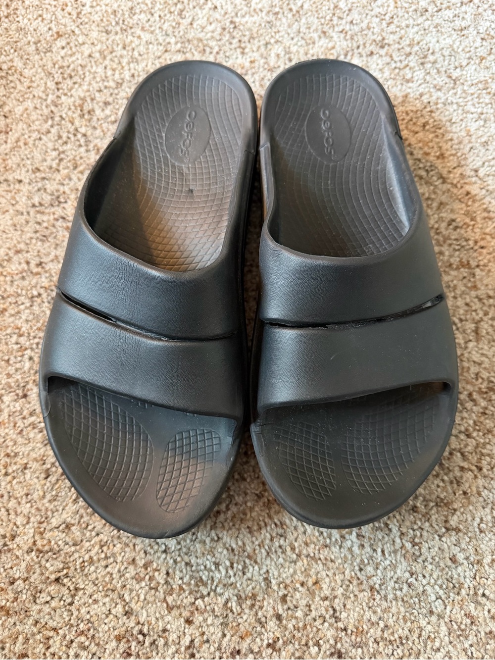 OOFOS Ooahh Mens Size 11 Women’s 13 Sport Slides Black Comfort Shoes Sandals